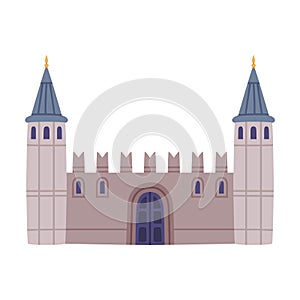 Gate of Salutation with Castellation Wall and Towers as Turkey Building Vector Illustration