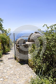 Gate of Saracens on the path of Saracens, Castelmola Taormina Sicily Italy