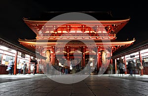 Gate of Senso-ji Temple at night, Asakusa, Tokyo, Japan