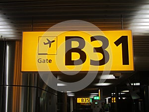 Gate sign at Schiphol Airport, Amsterdam photo