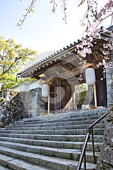 The gate and stairway of Sanzenin Temple. Ohara Kyoto Japan