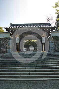 The gate and stairway of Sanzenin Temple. Ohara Kyoto Japan