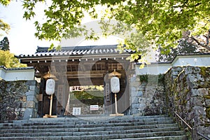 The gate and stairway of Sanzenin Temple. Ohara Kyoto Japan