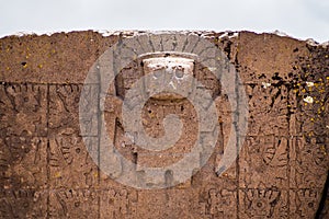 Gate of the Sun. Kalasasaya Temple. Tiwuanaku Archaeological site in Bolivia