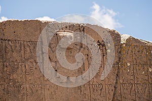 Gate of the Sun. Kalasasaya Temple. Tiwuanaku Archaeological site in Bolivia