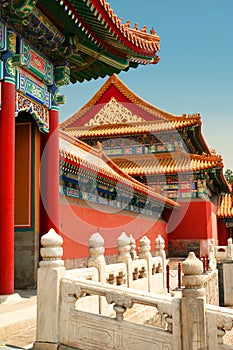 The Gate of Supreme Harmony in the Forbidden City. Side view.