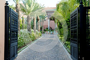 Gate to beautiful palace and garden, Marrakesh