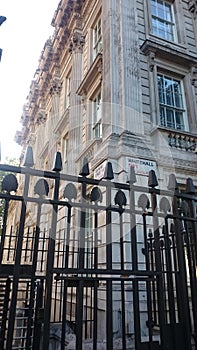 Gate to Downing Street in London, England.