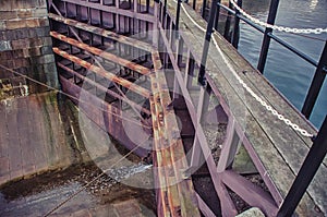 The gate to the dry dock. Sealed bulkhead