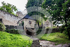 Gate to historical castle Chojnik in Poland