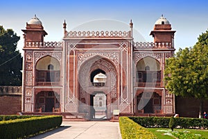 Gate to Itmad-Ud-Daulah's Tomb (Baby Taj) at Agra, Uttar Pradesh, India