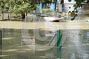 Gate under water - extraordinary flood, on Danube in Bratislava