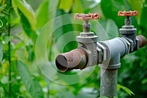 Gate valve on the pipeline in irrigation systems control the water