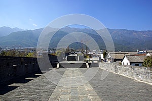 Gate and wall of Dali old city, Yunnan province, China