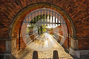 Gate in Wawel castle landmark in Krakow Poland