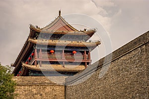 Gate at the Xian City Wall in Xian, China