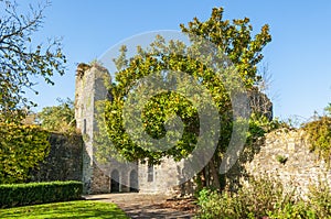 Gatehouse inside medieval walled enclosure