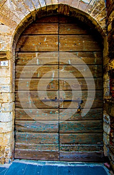 Gates of boards with padlock background