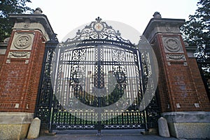 Gates at entrance to Brown University, Providence, RI photo
