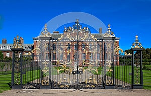 The gates of Kensington Palace in Hyde Park in London, England photo