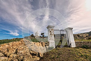 Gates leading to mausoleum at Palasca in Balagne region of Corsica