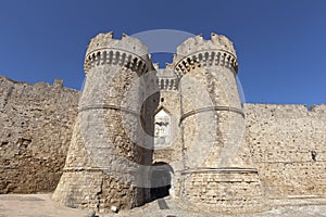 Gates of the Old Town of Rhodes, Greece.