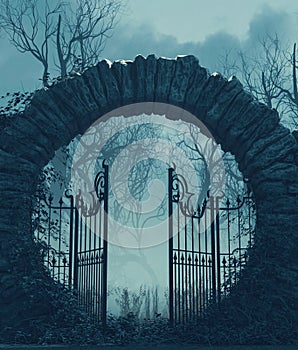 The gates is open,Halloween scene