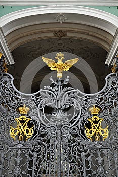 Gates of Winter Palace in St. Petersburg