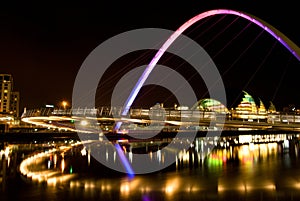 Gateshead millennium tilt bridge 2001 at night, Newcastle upon Tyne