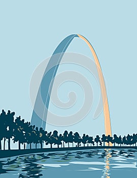 Gateway Arch National Park in St Louis Missouri WPA Poster Art