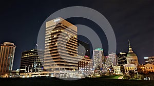 Gateway arch national park st louis MO at night  the city lights