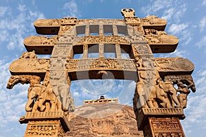 Gateway decoration Great Stupa. Sanchi, India