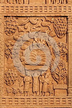 Gateway decoration Great Stupa. Sanchi, Madhya Pradesh, India