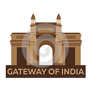 Gateway of India. Indian architecture. Mumbai. Modern flat design. Vector illustration.