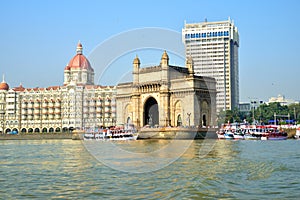 Gateway of India, Mumbai with Taj Hotel at the background photo