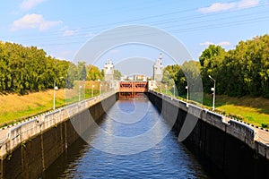 The gateway on the Moscow Canal, constructed between 1932 and 1937, a transport artery and a grand structure providing Moscow with