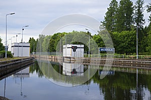 Gateway Mustola on the Saimaa canal summer on a cloudy morning