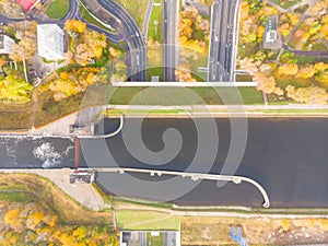 The gateway number 8 on the Moscow Canal, constructed between 1932 and 1937, a transport artery and a grand structure