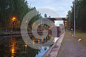 The gateway on the Saimaa canal during the white nights
