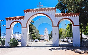 Gateway to the Monastery of Kato Tsambika. Rhodes Island. Greece