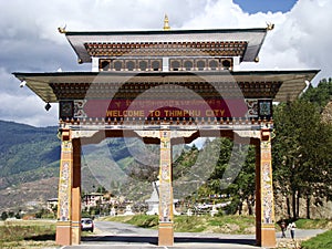 Gateway to Thimphu city in Bhutan