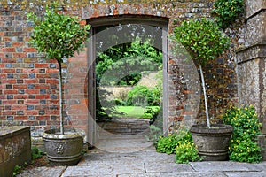Gateway in Wall, Tintinhull Garden, Somerset, England, UK