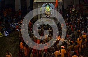 Gathering of Naga Sadhu a holy sect on Hinduism on auspicious day of Maha shivratri