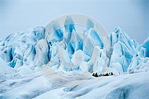 Gathering in the ice of one of Patagonias glaciers