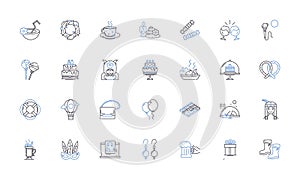 Gathering line icons collection. Celebration, Assembly, Meetup, Conclave, Summit, Rally, Reunion vector and linear