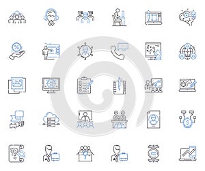 Gathering line icons collection. Meetup, Reunion, Convene, Assembly, Rally, Get-together, Gathering vector and linear