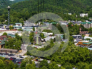 Cable Car up into the Mountains above Gatlinburg Tennessee USA photo