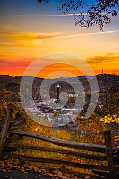 Gatlinburg overlook during brilliant sunset