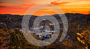 Gatlinburg overlook during brilliant sunset