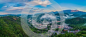 Gatlinburg, Tennessee, USA Downtown Skyline Aerial Panorama